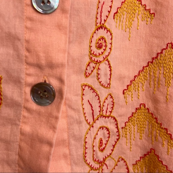 J Jill Top Aztec Print Linen Button Down Shirt Size XS - Picture 6 of 10